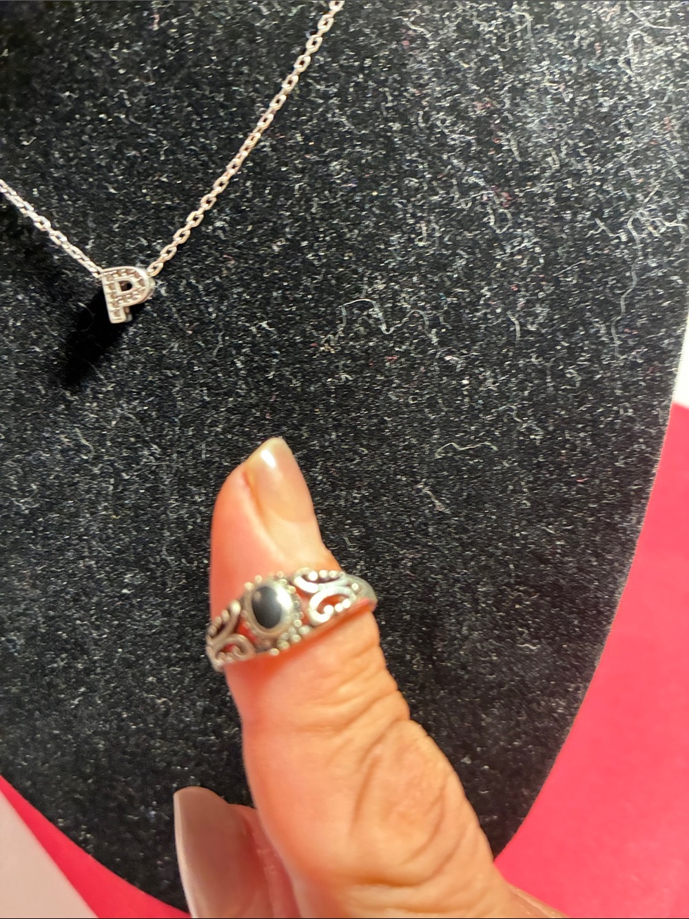 Sterling Silver Black Onyx Scrollwork Ring - Women's Fashion